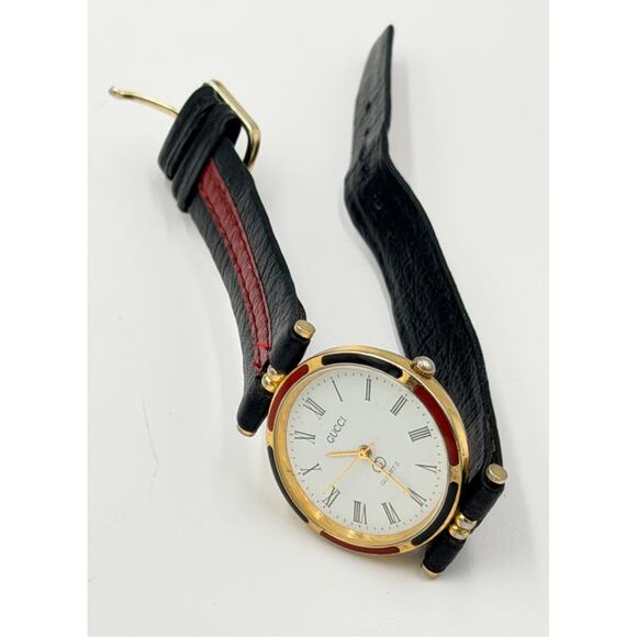 Vintage GUCCI #3228 Unisex Quartz Gold Enamel Wrist Watch NEW BATTERY main image 7